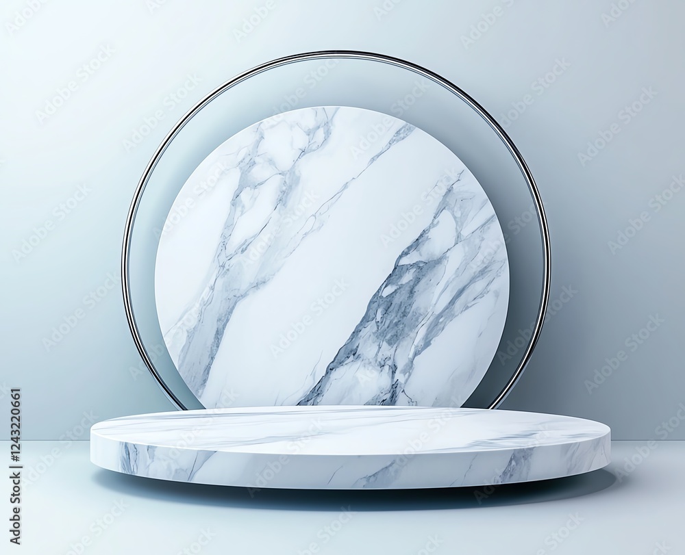 Poster elegant marble display platform with a minimalist design, perfect for showcasing products or creatin