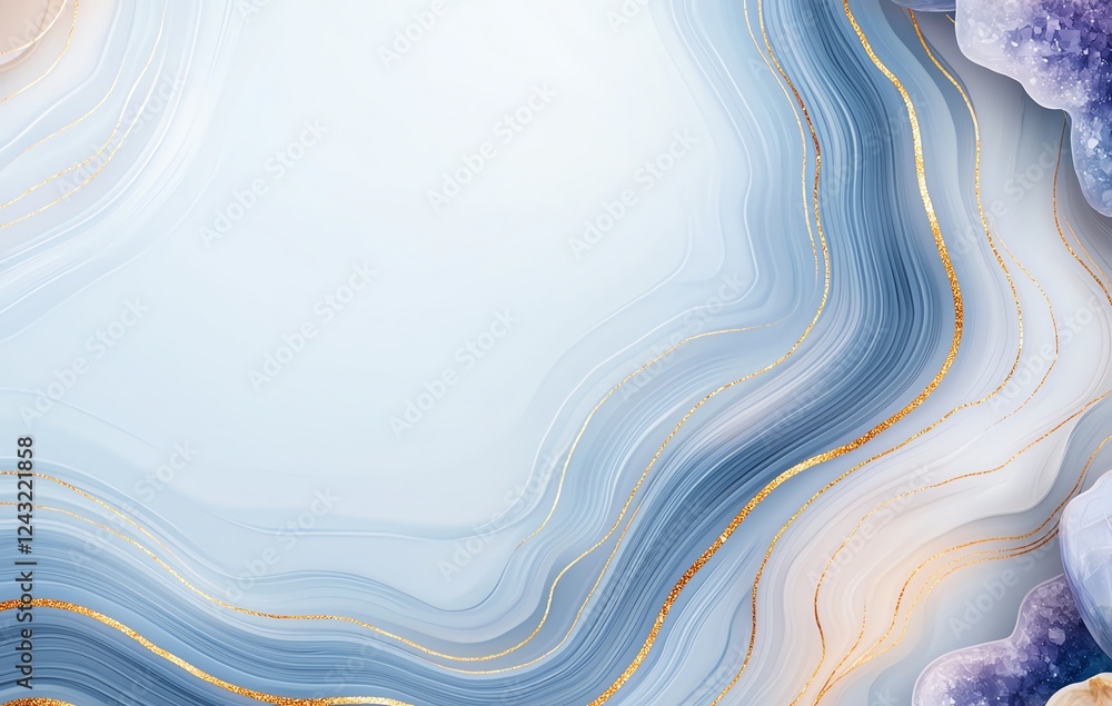 Aufkleber abstract background features smooth, flowing lines in shades of blue, white, and gold, creating a se