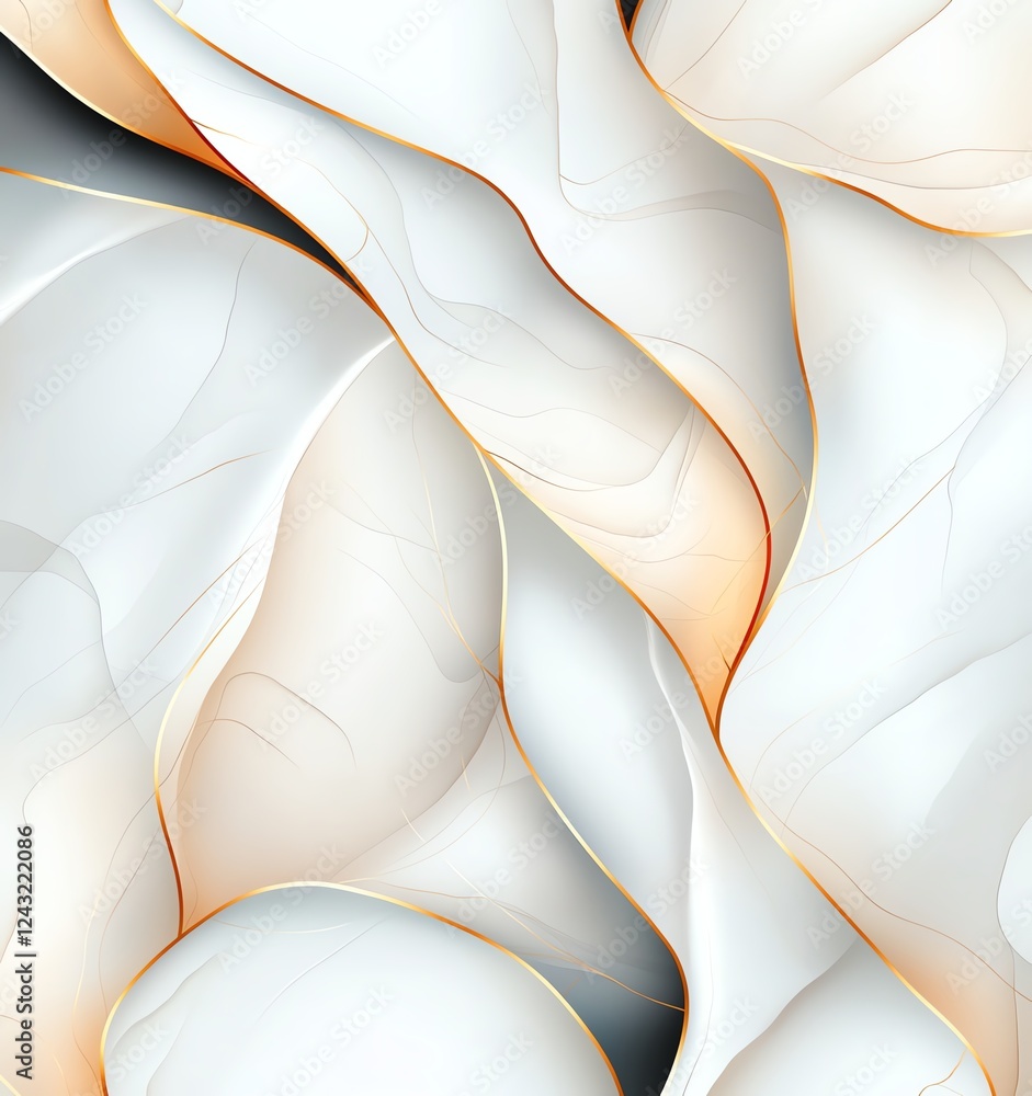 Poster this abstract image features a smooth blend of soft white and beige tones, creating a fluid, serene 