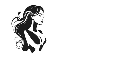 Elegant Woman Silhouette with Flowing Hair – Beauty and Fashion Vector