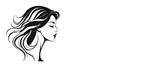 Elegant Woman Silhouette with Flowing Hair – Beauty and Fashion Vector