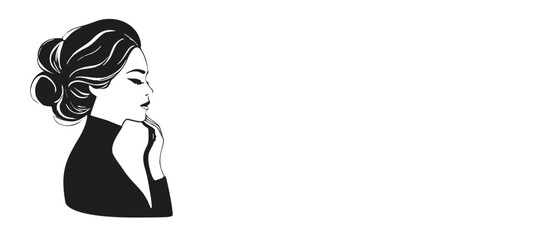 Elegant Woman Silhouette with Flowing Hair – Beauty and Fashion Vector