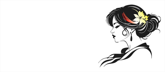 Elegant Woman Silhouette with Flowing Hair – Beauty and Fashion Vector