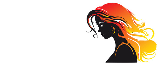 Elegant Woman Silhouette with Flowing Hair – Beauty and Fashion Vector