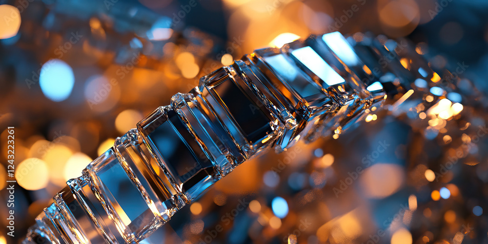Poster Curved Prismatic Object with Bokeh Background
