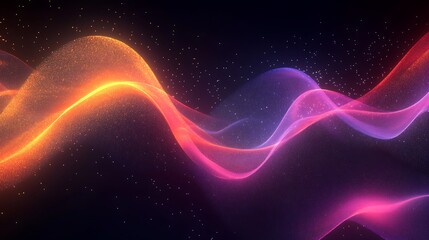 Obraz premium Vibrant neon wave of flowing light in pink, purple, and blue on a dark background