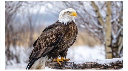 Bald Eagle In Snowy Winter Habitat
