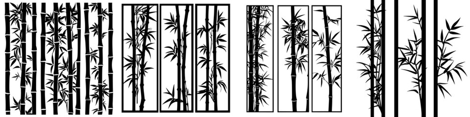 Fototapeta premium Elegant arrangement of bamboo silhouettes creating a serene atmosphere in a minimalistic design