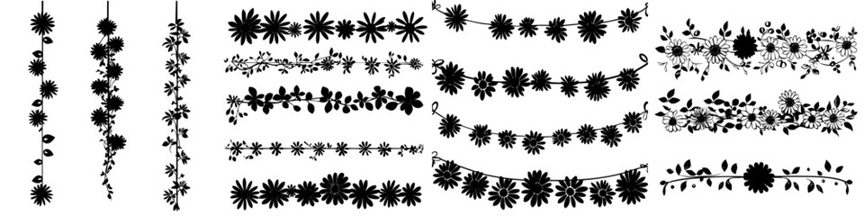 Floral silhouettes with various designs for decoration at events and celebrations