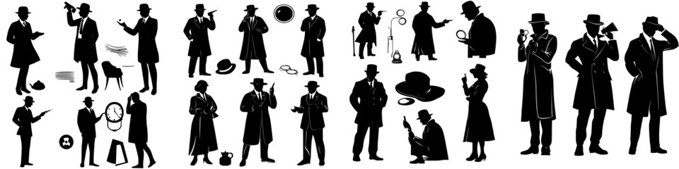 Detectives investigating various cases at different times of the day in a stylish black and white collection
