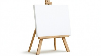 Blank White Canvas on Wooden Easel