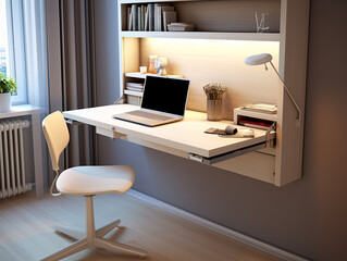 Modern Wall Mounted Fold Down Desk for Small Spaces