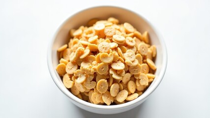 White Bowl with Oat Flakes - Top View