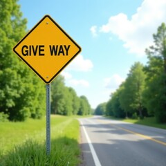 Summer Road Intersection Give Way Sign