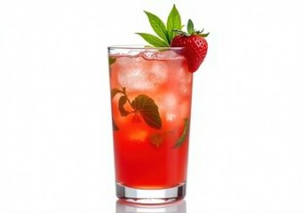 Strawberry Basil Margarita Cocktail - Front View,  High-Quality Image