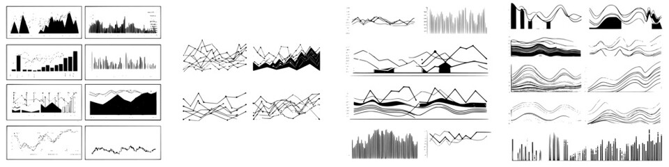 Fototapeta premium Various types of line and bar graphs demonstrating different data visualization techniques in a clear and informative manner
