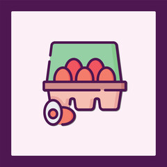 Fototapeta premium Charming Cartoon Egg Carton Icon Illustration