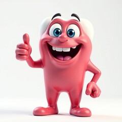 Fototapeta premium Smiling White Tooth Character Thumbs Up
