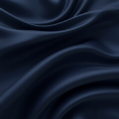 Elegant Dark Blue Silk Satin Fabric with Smooth Flowing Folds, Abstract, Background.


