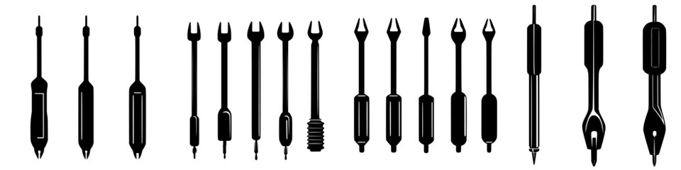 Collection of various fishing floats displayed in a row showcasing diverse shapes designed for different fishing techniques