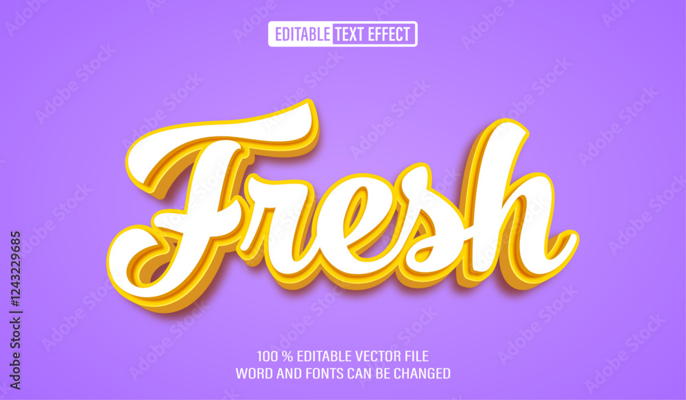 Poster editable 3d text style effect - fresh text effect template