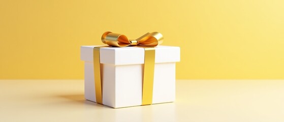 Golden Gift Box, Gradient Background, High-Resolution
