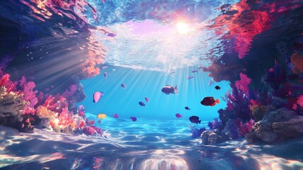 Fototapeta premium 3d illustration of sea pool. piece of aquarium or ocean.