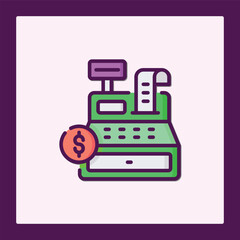 Modern Cash Register Icon: Financial Transaction Symbol