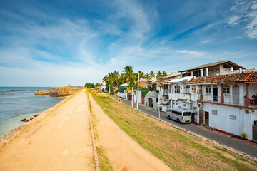 Galle Fort, Sri Lanka. Rampart and beach view