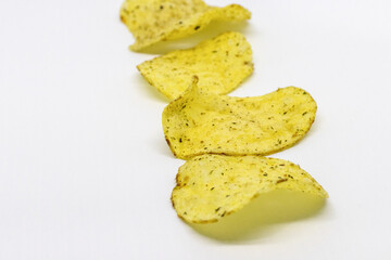potato chips on a white background