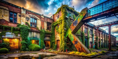 Fototapeta premium Abandoned Industrial Building - Overgrown 