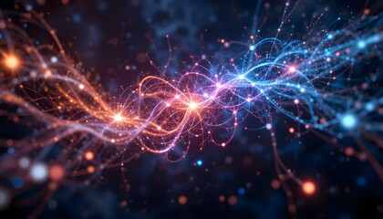 Fototapeta premium Vibrant Cosmic Network with Glowing Interconnected Nodes