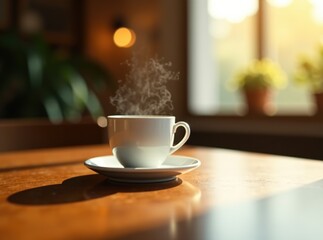 Coffee Table Without Cup - Bright, Detailed Scene