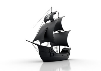 Black Pirate Ship Sailboat - AI Photorealistic