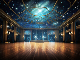 Grand Ballroom Under a Celestial Canopy: A Dreamlike Dance Hall