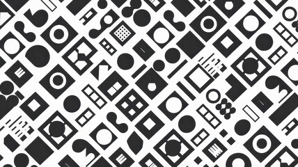 Fototapeta premium A dynamic pattern of black geometric shapes arranged in a visually striking diagonal layout, creating a modern and abstract design.
