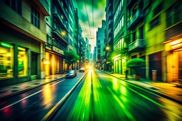 Fototapeta premium Abstract Green Gradient Background Blurred Urban Exploration Texture