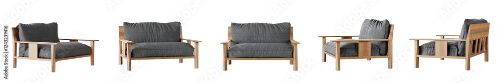 Poster armchair set isolated on transparent background. 3d render. 3d illustration.