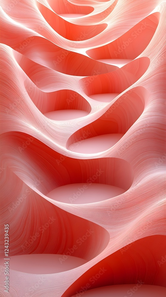 Poster an abstract depiction of swirling red and pink sandstone formations, creating a captivating visual o