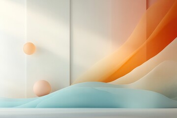 Abstract design featuring soft pastel colors and flowing shapes in a modern interior space