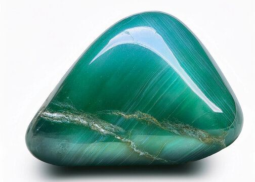 High-resolution photograph of a Amazonite mineral placed on a white background. 