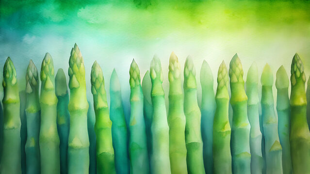 Watercolor gradient background, asparagus tones, nature's lushness with copy space