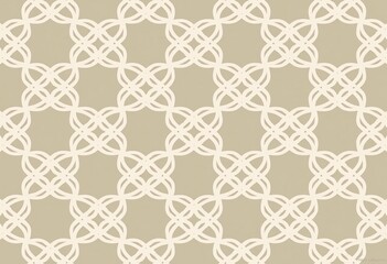 Japanese Geometric Pattern: Seamless Shippo-Tsunagi with Interlocking Circles. Elegant Beige & Ivory White Design for Textile & Background Use.
