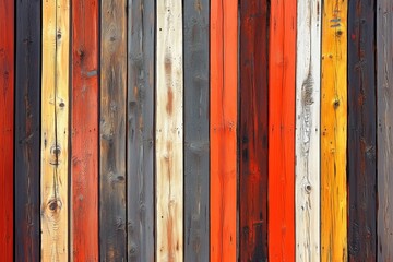 A vibrant background of vertical wooden planks in various colors and textures.