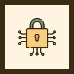 Digital Padlock Icon: Secure Data Encryption Symbol