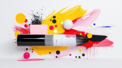 Abstract Colorful Paint Composition with Geometric Shapes