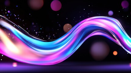 Abstract Colorful Wave With Glowing Lights And Bokeh Background