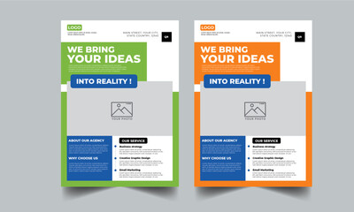 Corporate flyer design template with 2 color design concept layout