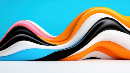 Abstract Colorful Waves on White Background