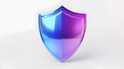 Shield depicting protection. shield 3d icon. Protection, defense and security concept symbol: blue and purple shield on isolated on white background